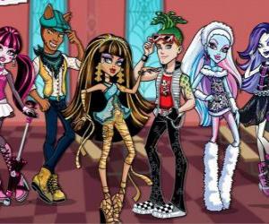 Puzzle Αρκετοί χαρακτήρες σε Monster High